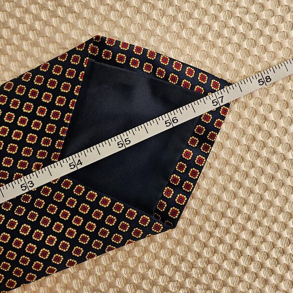 Rene Chagal Hand Made Red, Yellow & Black Tie, Geometrical Pattern - Picture 9 of 10